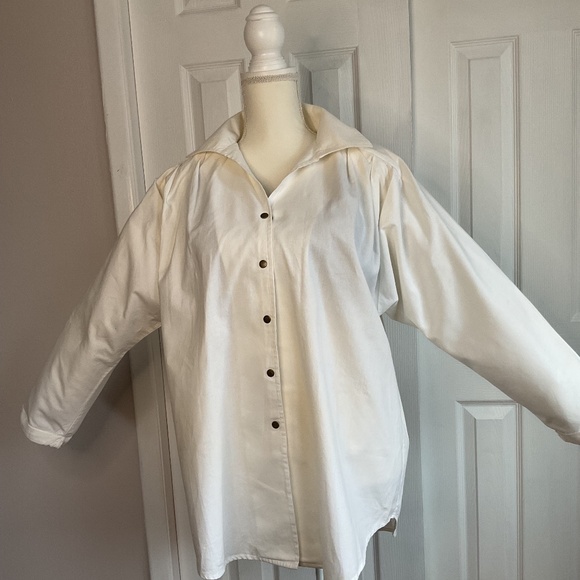 Jantzen - Women’s White Botton Down Oversized Boyfriend Blouse, SZ 14 - Picture 3 of 11
